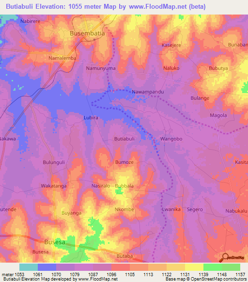 Butiabuli,Uganda Elevation Map
