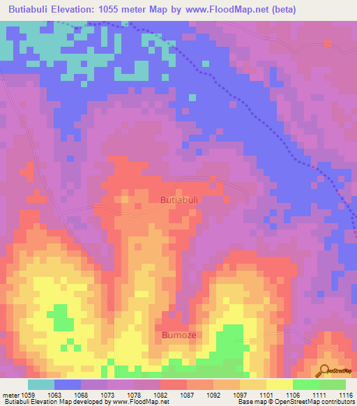 Butiabuli,Uganda Elevation Map