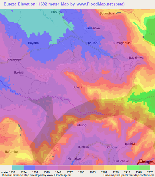 Buteza,Uganda Elevation Map
