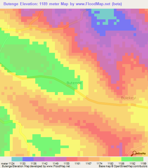Butenge,Uganda Elevation Map