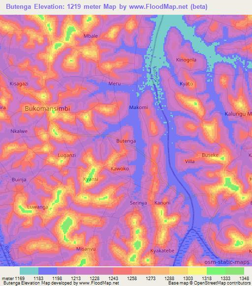 Butenga,Uganda Elevation Map