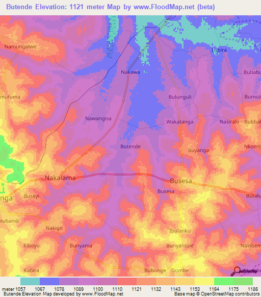 Butende,Uganda Elevation Map