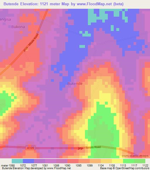 Butende,Uganda Elevation Map
