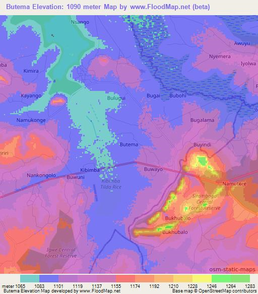 Butema,Uganda Elevation Map