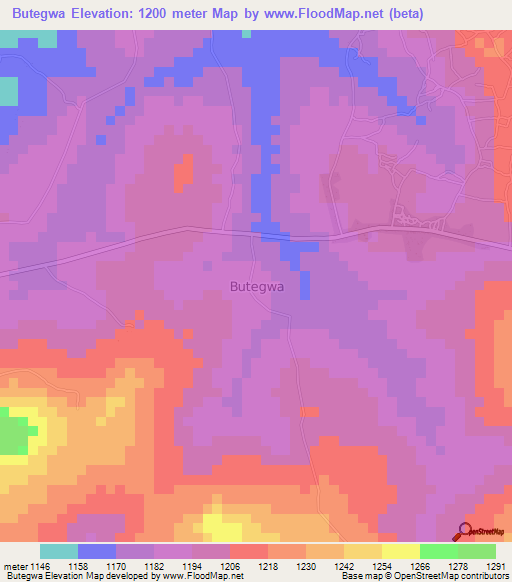 Butegwa,Uganda Elevation Map