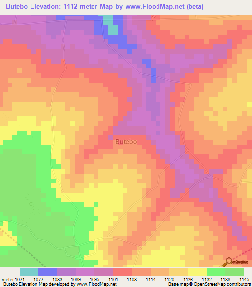 Butebo,Uganda Elevation Map