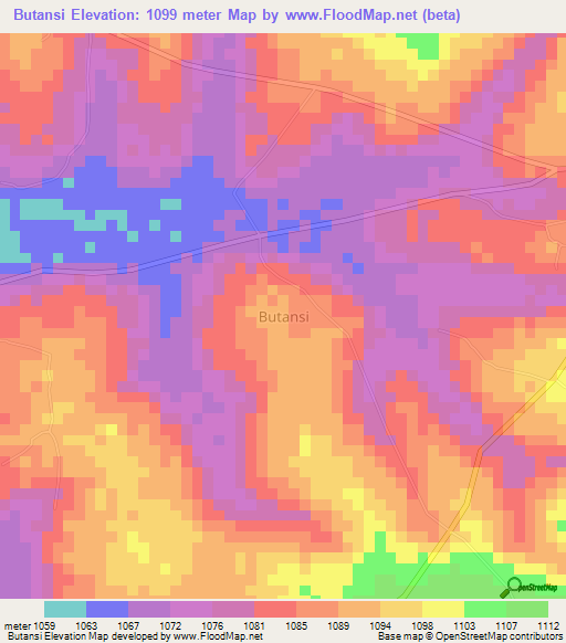 Butansi,Uganda Elevation Map