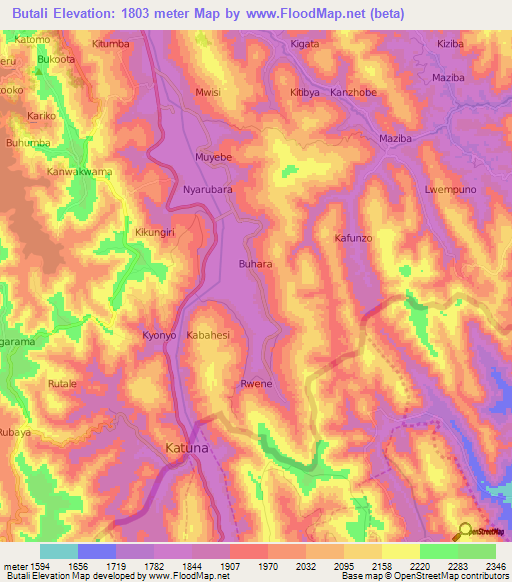 Butali,Uganda Elevation Map