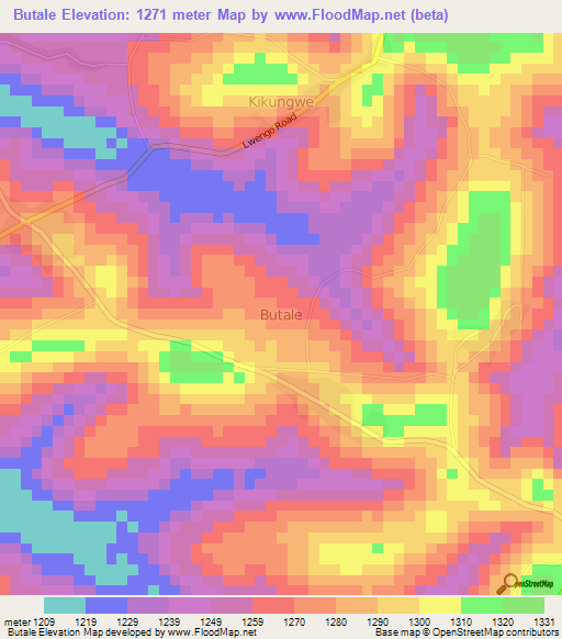 Butale,Uganda Elevation Map
