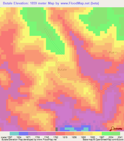 Butale,Uganda Elevation Map