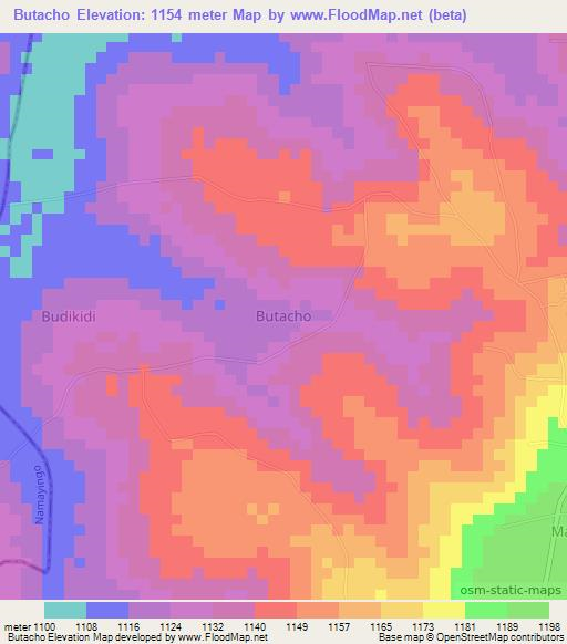 Butacho,Uganda Elevation Map