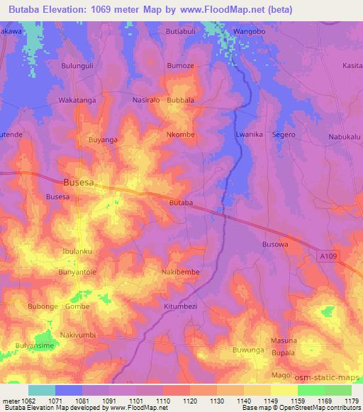 Butaba,Uganda Elevation Map