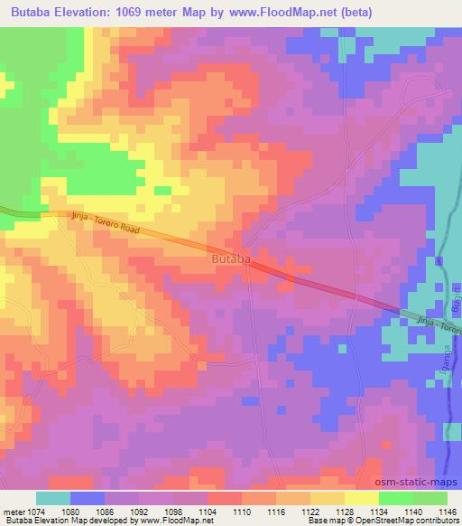 Butaba,Uganda Elevation Map