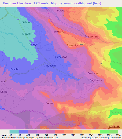Busulani,Uganda Elevation Map