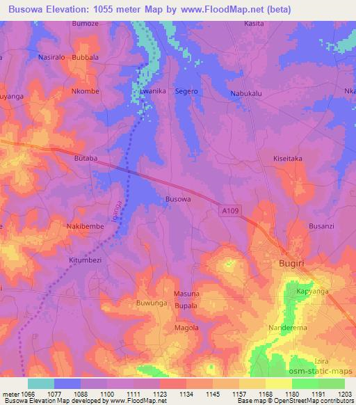 Busowa,Uganda Elevation Map