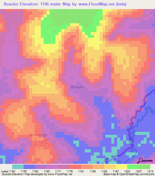 Busobo,Uganda Elevation Map