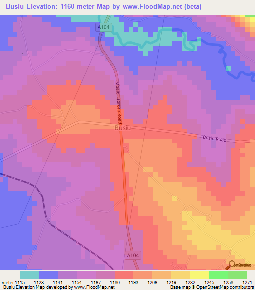 Busiu,Uganda Elevation Map