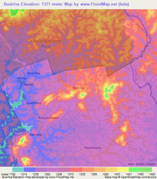 Busiriva,Uganda Elevation Map