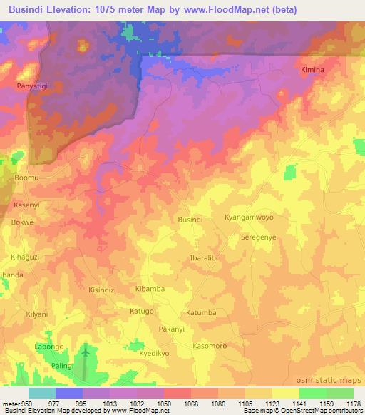 Busindi,Uganda Elevation Map
