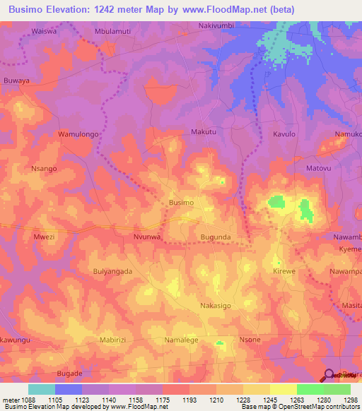 Busimo,Uganda Elevation Map