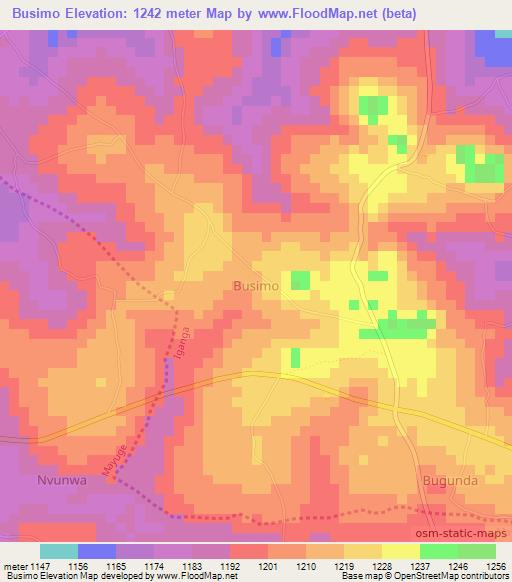 Busimo,Uganda Elevation Map