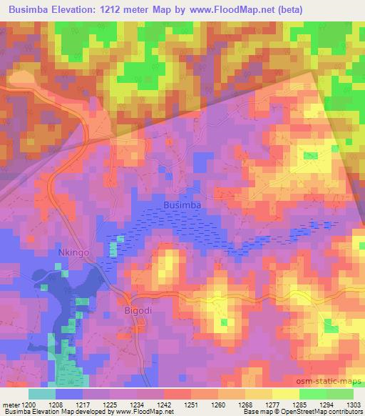 Busimba,Uganda Elevation Map