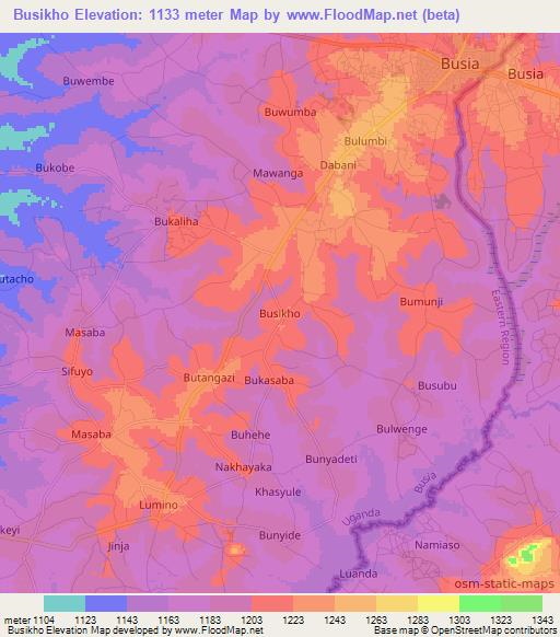 Busikho,Uganda Elevation Map