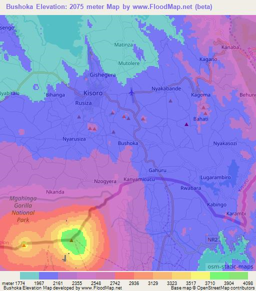 Bushoka,Uganda Elevation Map