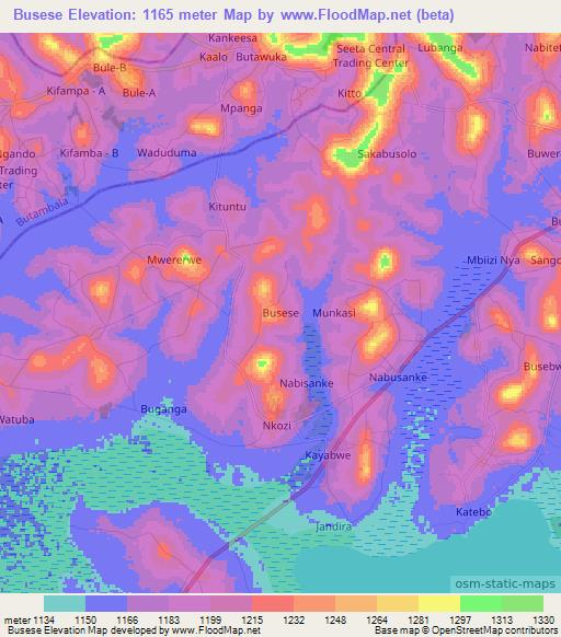 Busese,Uganda Elevation Map