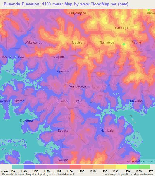 Busenda,Uganda Elevation Map
