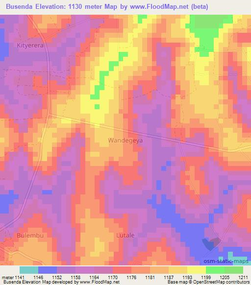 Busenda,Uganda Elevation Map