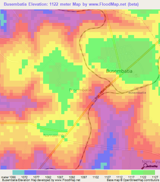 Busembatia,Uganda Elevation Map