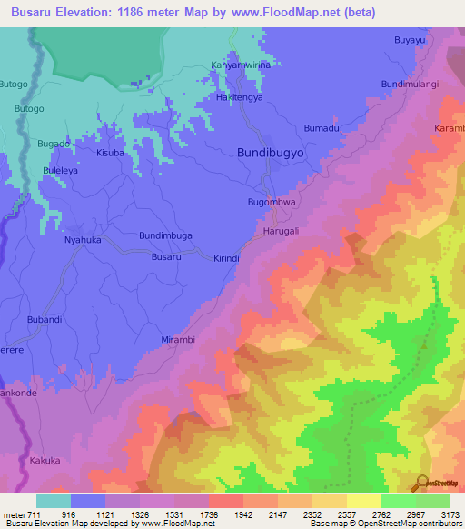 Busaru,Uganda Elevation Map