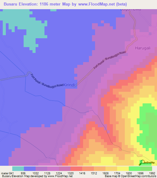 Busaru,Uganda Elevation Map
