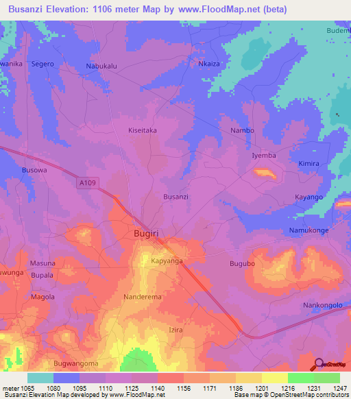 Busanzi,Uganda Elevation Map