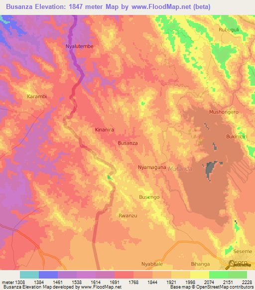 Busanza,Uganda Elevation Map