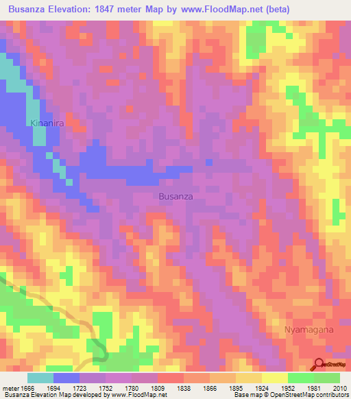 Busanza,Uganda Elevation Map
