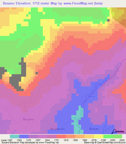 Busano,Uganda Elevation Map