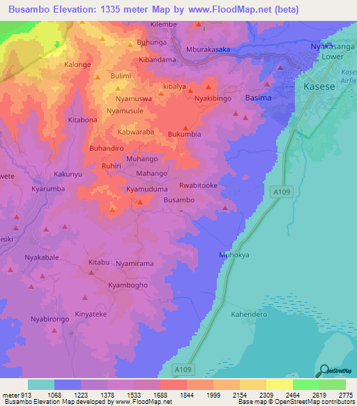 Busambo,Uganda Elevation Map