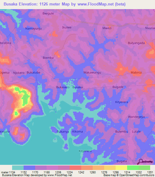 Busaka,Uganda Elevation Map