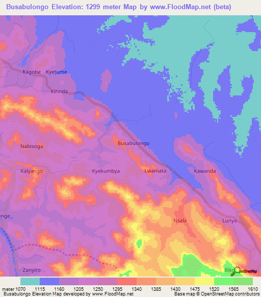 Busabulongo,Uganda Elevation Map