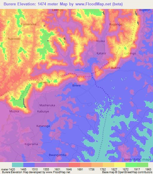 Burere,Uganda Elevation Map