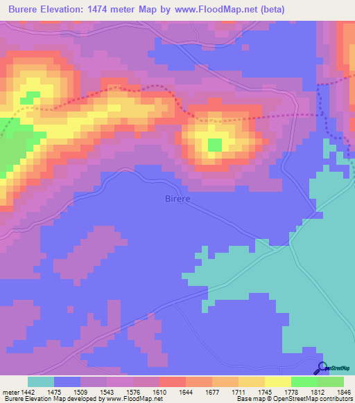 Burere,Uganda Elevation Map