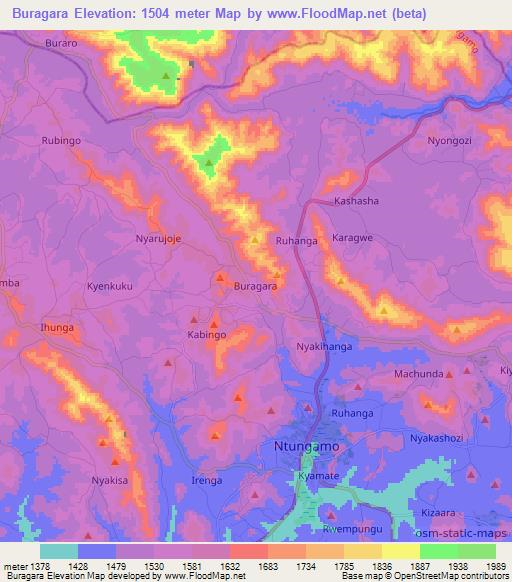 Buragara,Uganda Elevation Map
