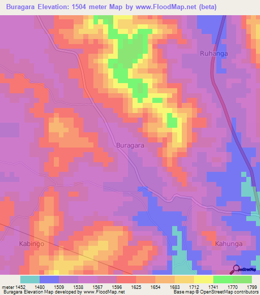 Buragara,Uganda Elevation Map