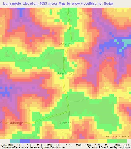 Bunyantole,Uganda Elevation Map