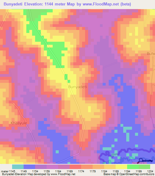 Bunyadeti,Uganda Elevation Map