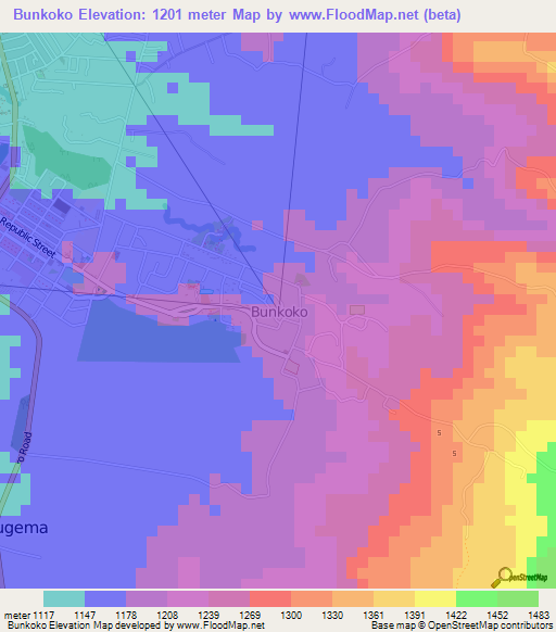 Bunkoko,Uganda Elevation Map