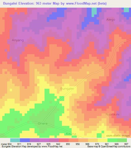 Bungalei,Uganda Elevation Map