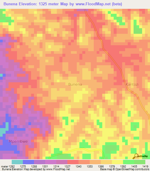 Bunena,Uganda Elevation Map